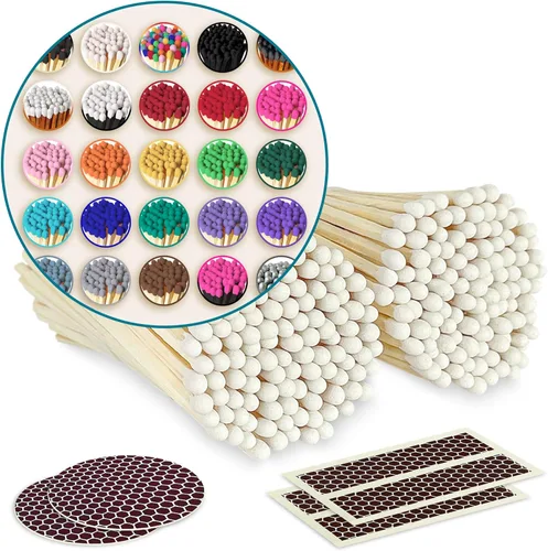 Miniatura 13 de 4" Fósforos Todos Negros en un Frasco + Adhesivos de Mechero Incluidos 100 Fósforos Negros con Punta Negra Decorativos y Seguros con Soporte