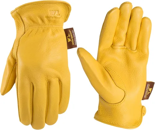 Wells Lamont Guantes de conducción ligeros de piel de ciervo para hombre, talla L (962L), color dorado