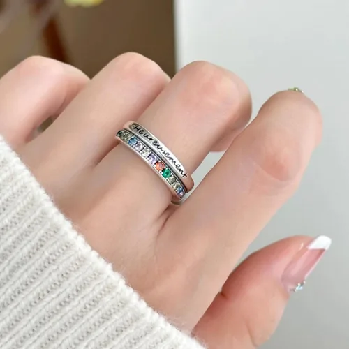 Miniatura 245 de Anillo de plata de ley 925, minimalista, ajustable, hecho a mano, para mujeres y niñas