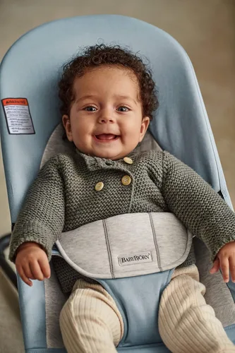 Miniatura 2 de BabyBjörn Bouncer Balance Soft, azul/gris, tejido/jersey Asiento gorila ajustable 2 en 1 para bebé y silla para niños pequeños, recién nacido a