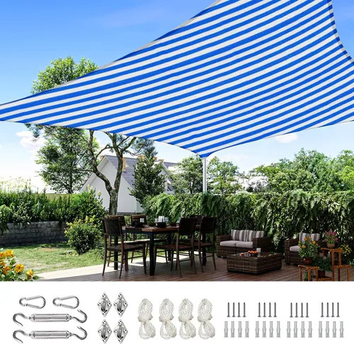 Miniatura 14 de Toldo Quictent de polietileno de alta densidad, 6.53 oz/m², rectangular, para exteriores, 98 % protección UV, kit de herramientas, sombra para patio