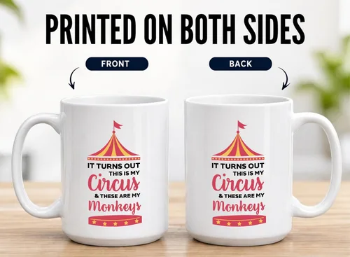 Miniatura 3 de Taza de café Not My Monkey Not My Circus de 15 onzas – Resulta hacia fuera – Regalos para la nueva mamá madre con niños recién nacidos, color blanco