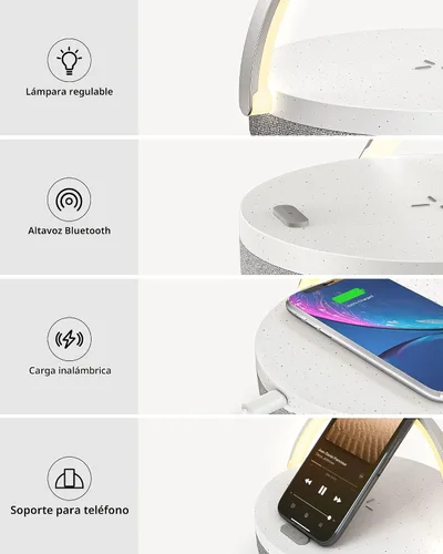 Miniatura 9 de Regalos de cumpleaños Ezvalo para mujeres, lámpara de mesa con música y cargador inalámbrico, lámpara de mesita táctil 4 en 1, altavoz Bluetooth