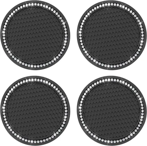 Miniatura 12 de BFXM 2 PCS Posavasos Brillantes para Portavasos de Auto, 2.75 pulgadas Diamante Universal Antideslizante de Silicona Posavasos para Portavasos