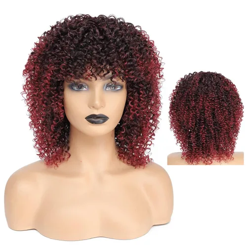 Miniatura 6 de Pelucas cortas para mujeres negras, pelucas afro rizadas para mujeres negras, pelucas rizadas con flequillo, pelucas trenzadas de repuesto de 27/613