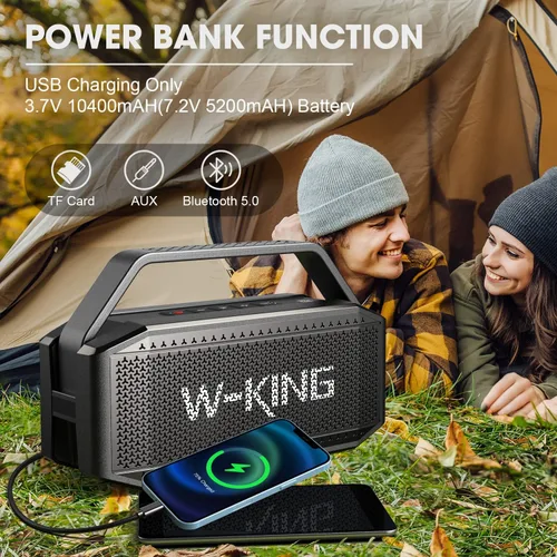 Miniatura 5 de W-KING Altavoces Bluetooth portátiles con subwoofer, 60 W (pico de 80 W) impermeable Bluetooth inalámbrico, graves