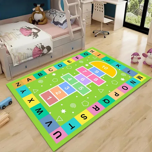 Miniatura 10 de Alfombras de área para niños, 3 x 4 pies, alfabeto, números y formas, alfombra de aprendizaje educativa para niños para sala de juegos, sala