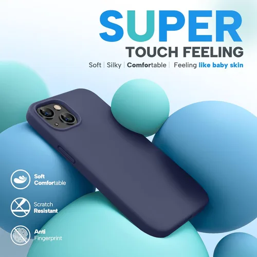 Miniatura 3 de Miracase Funda diseñada para iPhone 13, con protector de pantalla de vidrio templado, forro de microfibra suave antiarañazos, funda de goma de Azul