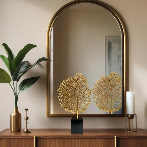 Miniatura 5 de Decozen Escultura de coral de resina para decoración del hogar, acabado dorado para consola de temporada, estante de mesa en habitación, dormitorio