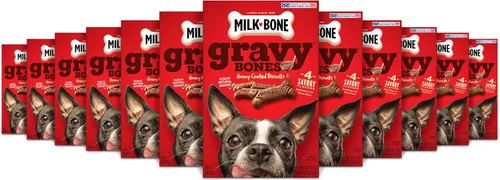 Miniatura 9 de Milk-Bone Gravy Bones - Golosinas para perros con 4 sabrosos sabores de carne recubiertos en salsa, 7 libras