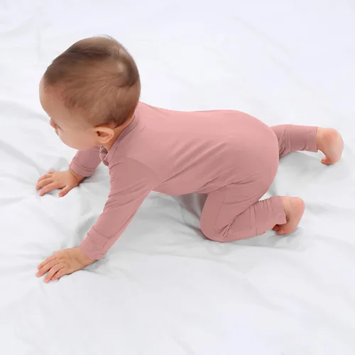 Miniatura 7 de GUISBY Mameluco sin pies para bebé, pijama de rayón con cremallera de 2 vías con manga larga