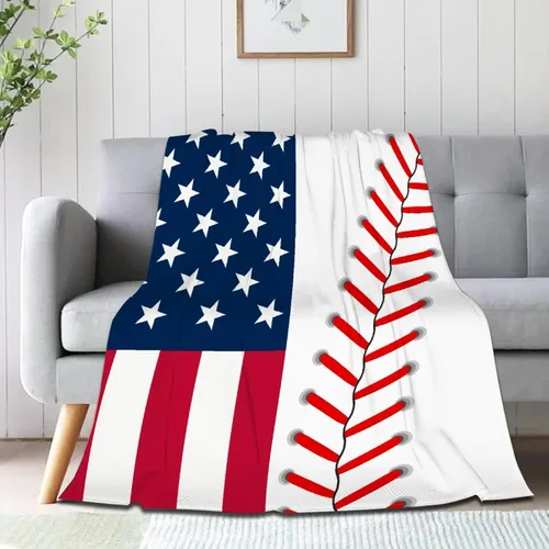 Miniatura 2 de Pindola Manta de Lanzamiento de Béisbol Americano Cálida Ligera Suave Acogedora Cálida Decoración del Hogar para Sofá, Sofá, Cama, Regalos del Día