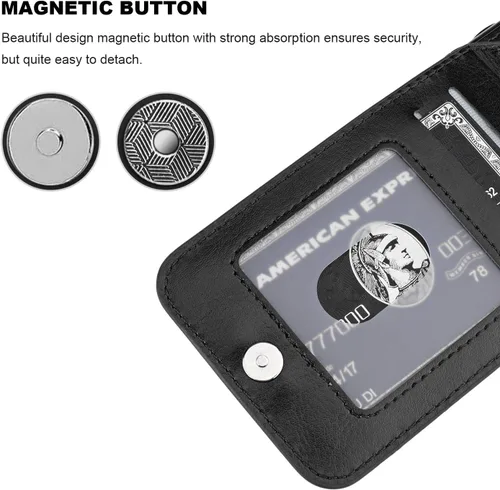 Miniatura 7 de KIHUWEY Funda tipo cartera para iPhone 7/8 Plus con tarjetero de crédito, cierre magnético de cuero de primera calidad, resistente funda protectora