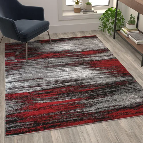 Miniatura 12 de Flash Furniture Rylan Collection - Alfombra contemporánea de olefinas azules, de pelo alto, 2 x 10 pies, respaldo de yute, pasillo, entrada