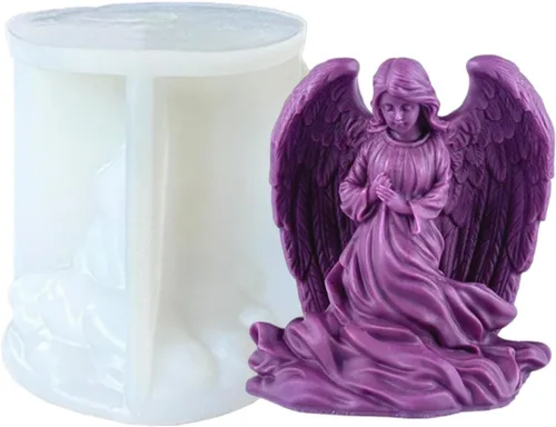 Moldes de silicona de ángel alado, molde de silicona para velas de ángel de oración, moldes de silicona para jabón, cera de soja, moldes de resina