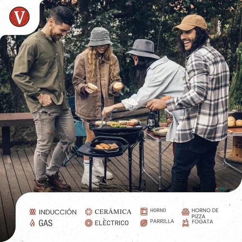 Miniatura 3 de Victoria - Sartén redonda de hierro fundido con asas de doble bucle, fabricada en Colombia, 10 pulgadas