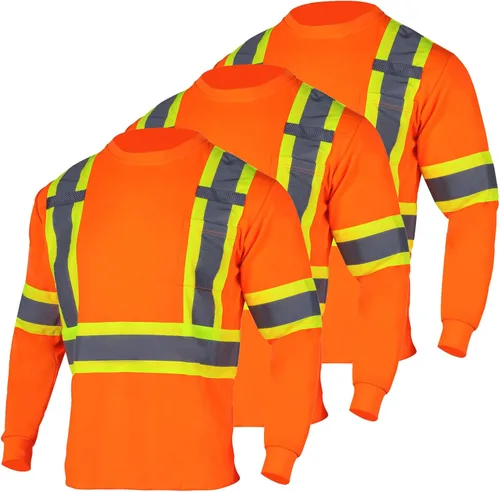 Miniatura 8 de VENDACE Camiseta de Seguridad Reflectante de Alta Visibilidad 3 Paquetes Hi Vis Camisa de Trabajo de Construcción de Manga Larga Azul real