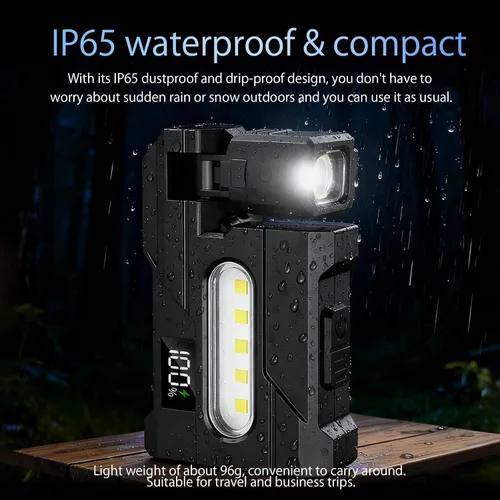 Miniatura 6 de Linterna EDC recargable, llavero magnético de rotación de 270°, mini linternas planas portátiles de 400 lúmenes, IP65 impermeable llavero