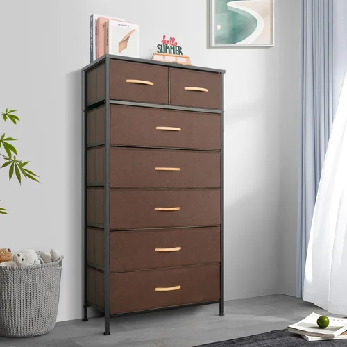 Miniatura 2 de Mifuro - Cómoda alta para dormitorio, torre organizadora de almacenamiento vertical con 7 cajones, cómoda con contenedores de tela, marco de acero