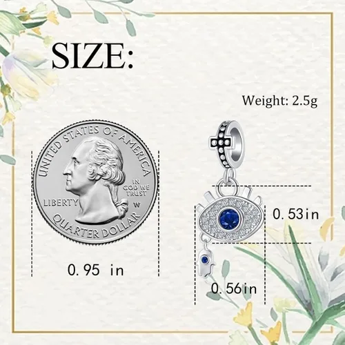 Miniatura 6 de QeenseKc Dije de ojo malvado Claddagh con dije de corazón de buena suerte cuentas doradas para pulsera Pandora