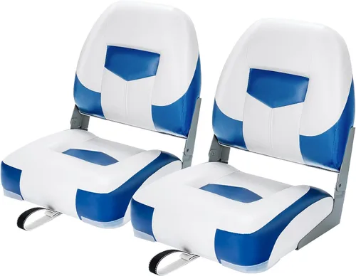 Miniatura 10 de Goplus Asientos para barco con respaldo bajo/alto, asiento plegable para barco con tornillos de acero inoxidable y bisagras de aluminio, acolchado