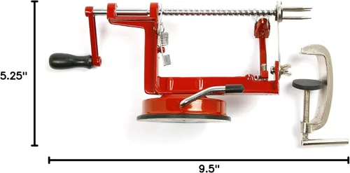 Miniatura 8 de Norpro Apple Master-Apple, papa, parer, rebanador y descorazonador con base al vacío y abrazadera, rojo 865R Rojo
