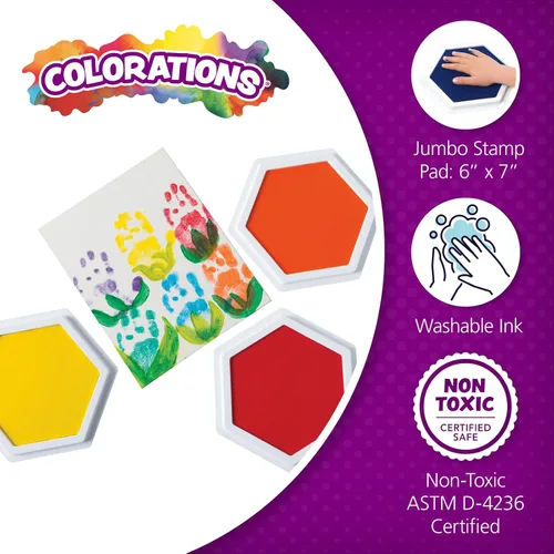 Miniatura 2 de Colorations Classic Candy Colors Jumbo - Almohadillas lavables para sellos, material de manualidades para niños (paquete de 6)
