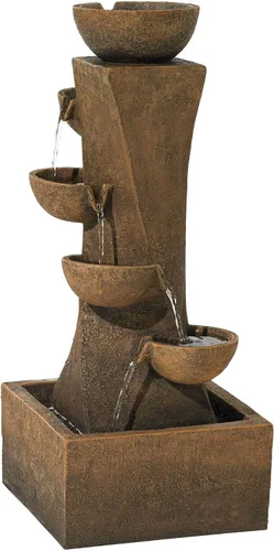 Miniatura 6 de Cuencos en cascada de 27 1/2 pulgadas de alto, grande, moderno, zen, decoración para interiores y exteriores, fuente de suelo de piedra sintética