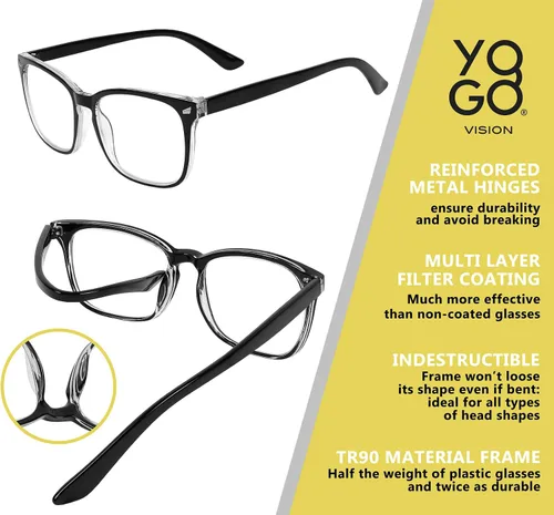 Miniatura 7 de Yogo Vision Blue Light Blocking Computer Glasses Anti Glare Reduce Eyestrain Eyeglasses for Men and Women