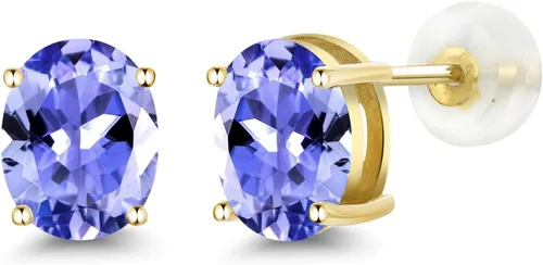 Miniatura 26 de Gem Stone King Aretes de oro de 14 quilates con piedra natal ovalada de 0.315 x 0.236 in Aretes de oro para mujer