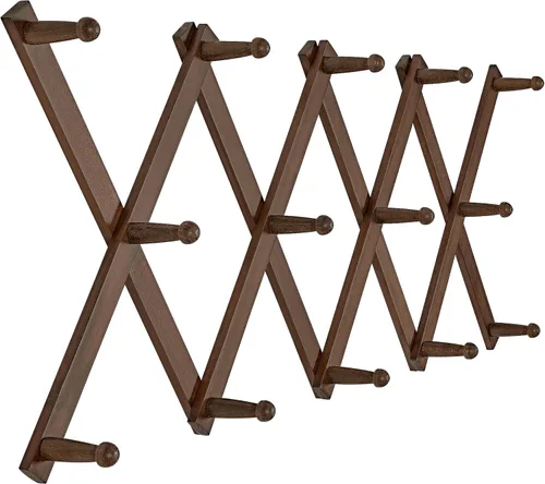 Miniatura 43 de SKOLOO Perchero para sombreros de pared con 17 ganchos, madera maciza, moderno, ampliable, perchero de pared para abrigos, sombreros, bolsos, gorras