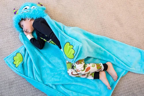 Miniatura 4 de Manta con capucha para llevar puesta Lazy One para niños, manta con capucha de animales (Monstruo)