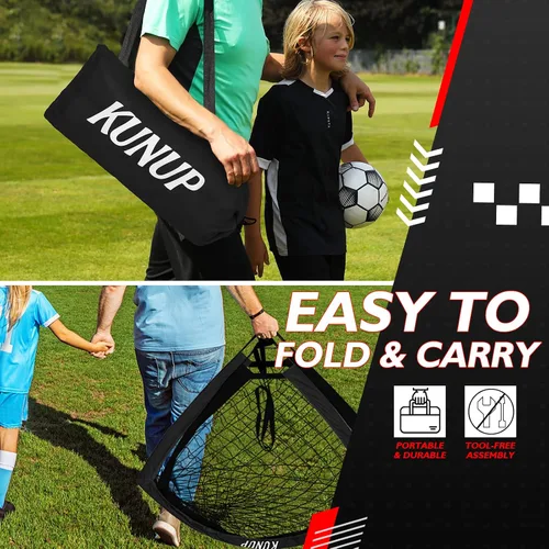 Miniatura 5 de Portería de fútbol portátil de 5 x 3, 6 x 4, 9 x 5 pies, para patio trasero, red de práctica de fútbol plegable con bolsa de transporte para niños