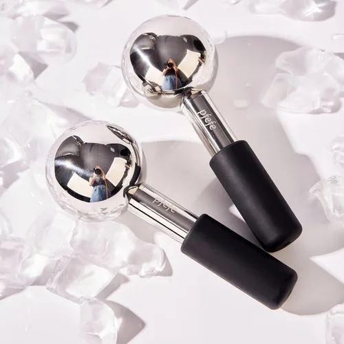 Miniatura 9 de Pfefe Globos de hielo giratorios de 360 grados para cara y ojos, varillas de acero inoxidable irrompibles para rutinas de belleza, tratamientos Negro
