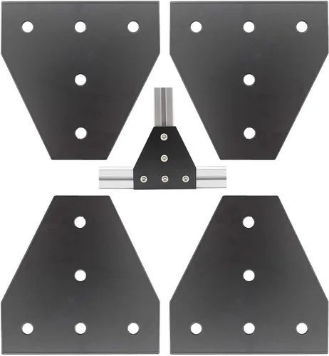 Miniatura 9 de Surface - 4 placas de articulación, oxidación anódica negra en forma de L, placa de soporte de esquina de 5 agujeros para exteriores, placa de unión