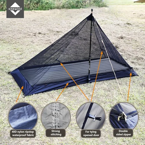 Miniatura 5 de onewind Refugio solitario, poncho de refugio ultraligero Ripstop de silnylon con revestimiento de poliuretano de silicona, tienda de campaña