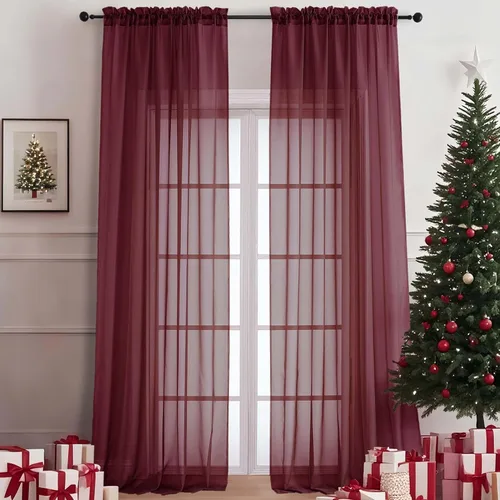 Miniatura 51 de OVZME - Cortinas traslúcidas blancas de 45 pulgadas de largo, 2 paneles, cortinas de gasa con bolsillo para barra para ventanas pequeñas, cada una
