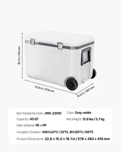 Miniatura 7 de VEVOR Portable Cooler,Hard Cooler with Ice Retention, Heavy-Duty Handles and Strap, Lightweight Rigid Material Insulated Portable Cooler, Suitable