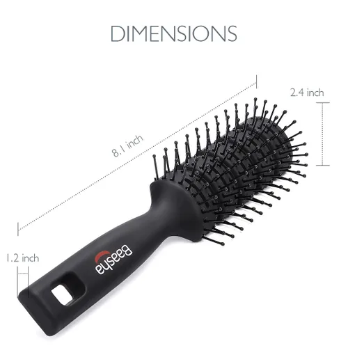 Miniatura 7 de Baasha Cepillo para el cabello, cepillo ventilado para secar con soplado, cepillo de pelo corto para hombre con cerdas con punta de bola, mejor