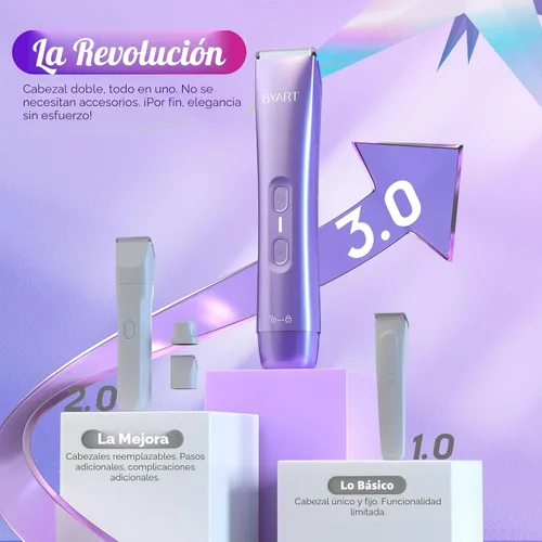 Miniatura 3 de BYART Recortadora de bikini para mujer de doble cabeza, IPX7, resistente al agua y sin dolor para cabello púbico, cara, piernas, axilas, afeitadora
