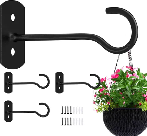 Miniatura 24 de Ganchos colgantes de metal para plantas, 6 pulgadas, paquete de 4 ganchos decorativos de pared para colgar linternas, comedero de pájaros, cesta