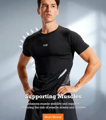 Miniatura 2 de BOOMCOOL Conjuntos de entrenamiento de 5 piezas que incluyen camisa de compresión, pantalones y chaqueta con capucha para hombres, deportes al aire