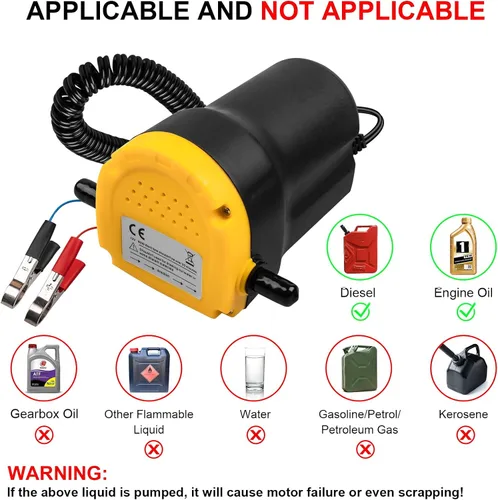 Miniatura 3 de Bomba extractora de aceite de 12V 60W, bomba de cambio de aceite mejorada, bomba extractora de transferencia de líquido diesel de succión