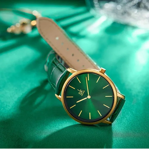 Miniatura 3 de Creative Simplicity Reloj de mujer de cuero genuino elegante Relojes de mujer Reloj de pulsera de negocios (negro)