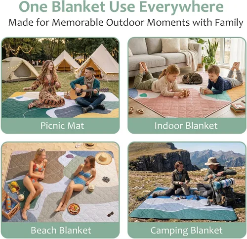 Miniatura 8 de Exclusivo Mezcla Manta de picnic impermeable de 60 x 80 pulgadas, manta de camping moderna a prueba de arena de poliéster floral multicolor grande