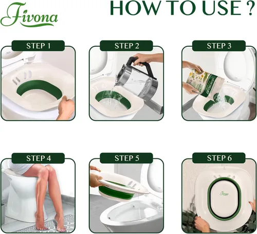 Miniatura 7 de Fivona Kit de baño 2 en 1 sobre el asiento del inodoro con mezcla de sal de Epsom con aceites esenciales para hemorroides y cuidado posparto, ideal