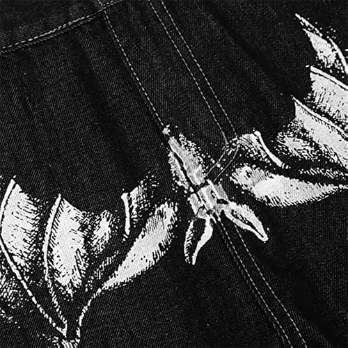 Miniatura 6 de SKYWPOJU Pantalones de mezclilla con bordado de calavera para hombre estilo vintage hip hop de los años 90 con diseño de patineta