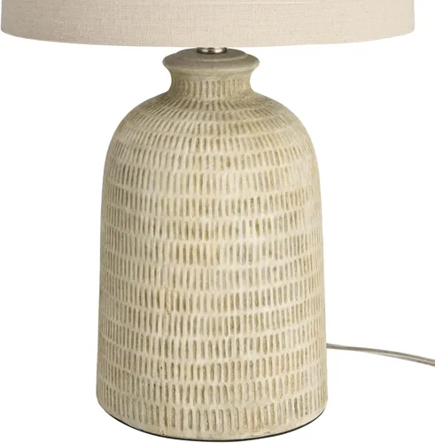 Miniatura 6 de Nourison Home 24" (61 cm) Lámpara de mesa de granja texturizada en forma de panal color huevo (beige) para mesita de noche, sala de estar, comedor