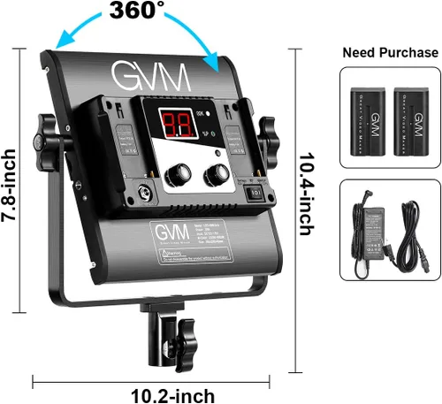 Miniatura 7 de GVM - Luces de video bicolor LED con función de aplicación, CCT variable 2300K-6800K y 10% -100% de brillo con pantalla digital para grabación
