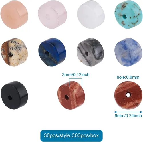Miniatura 3 de Cuentas Heishi de piedras preciosas naturales de 0.236 pulgadas, 300 unidades de disco de moneda redonda plana para curación de chakras, cuentas